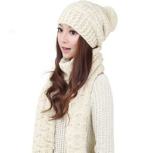 Women's Girls Winter Scarf And Beanie Set